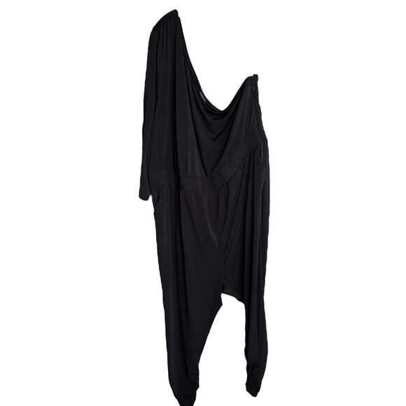 Torrid Womens Jumpsuit Sz 22 Black Studio Knit One Shoulder Ruched NEW - Picture 4 of 8